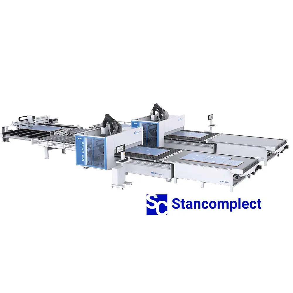 Automatinė pjovimo linija dviejų KN-3710DE staklių pagrindu, apdorojimo zona 3100x2150 mm