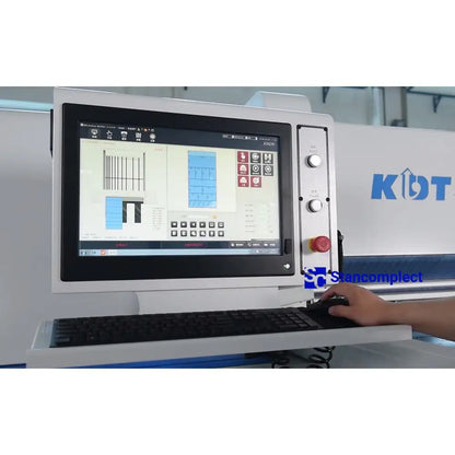 KDT industrinis supjovimo centras KS-832D su griovelių pjovimu, pjaunamo paketo aukštis 90mm, dydis 3100x3200 mm